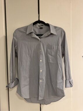 Theory Light Blue Striped Dress Shirt - Classic Button-Down